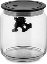 Alessi "Gianni" Köksburk i glas med förseglat lock, termoplastharts, svart, 27,5 x 13,5 x 28 cm Matförvaringslådor Naty Shop Glas, svart 12 cm