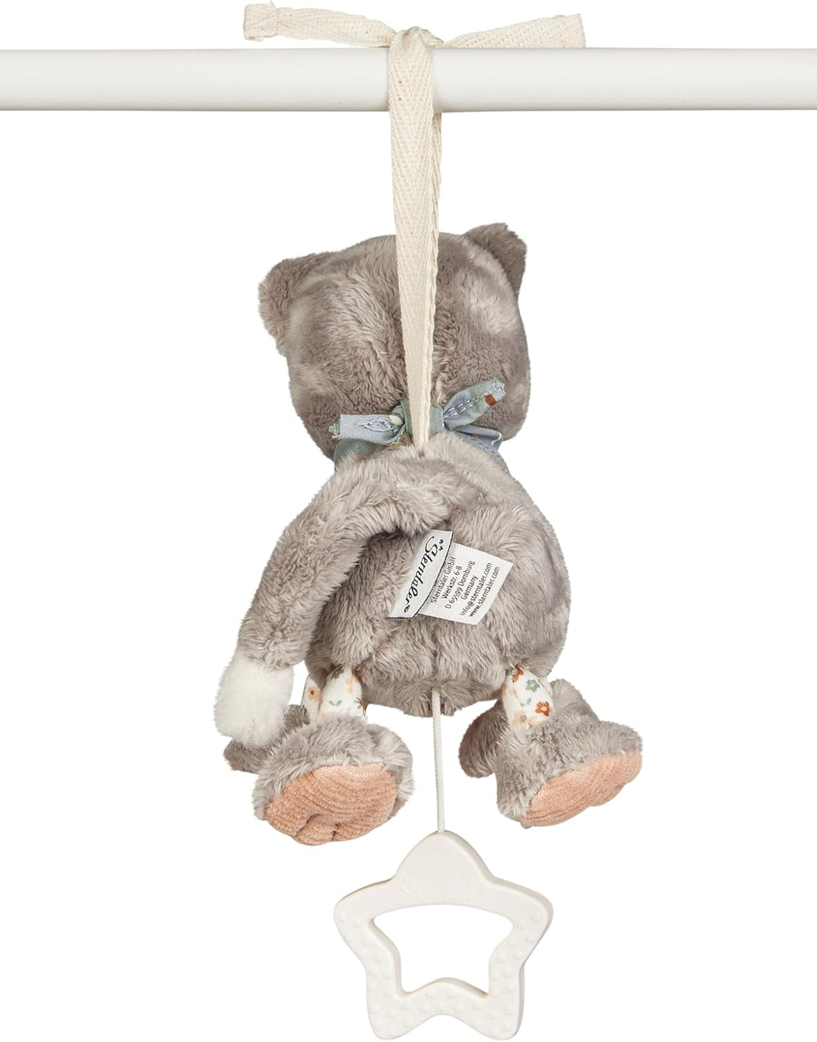 Sterntaler S cat Lilly speldosa - babyspeldosa av mjukt tyg - plyschleksak för barn att knyta - sömnhjälp har en lugnande effekt hemma och på språng, grå Toys Bebe Naty Shop