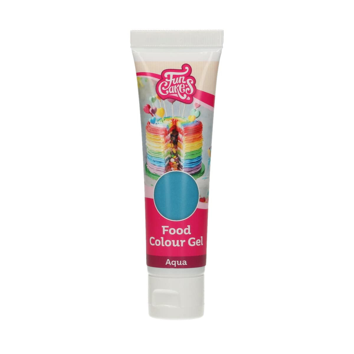 Funcakes Food Color Gel Aqua: Högkoncentrerad karamellfärg för deg, grädde, fondant och marsipan. Enkel dosering. En droppe för att skapa livfulla färger. Halal. 30 g.
