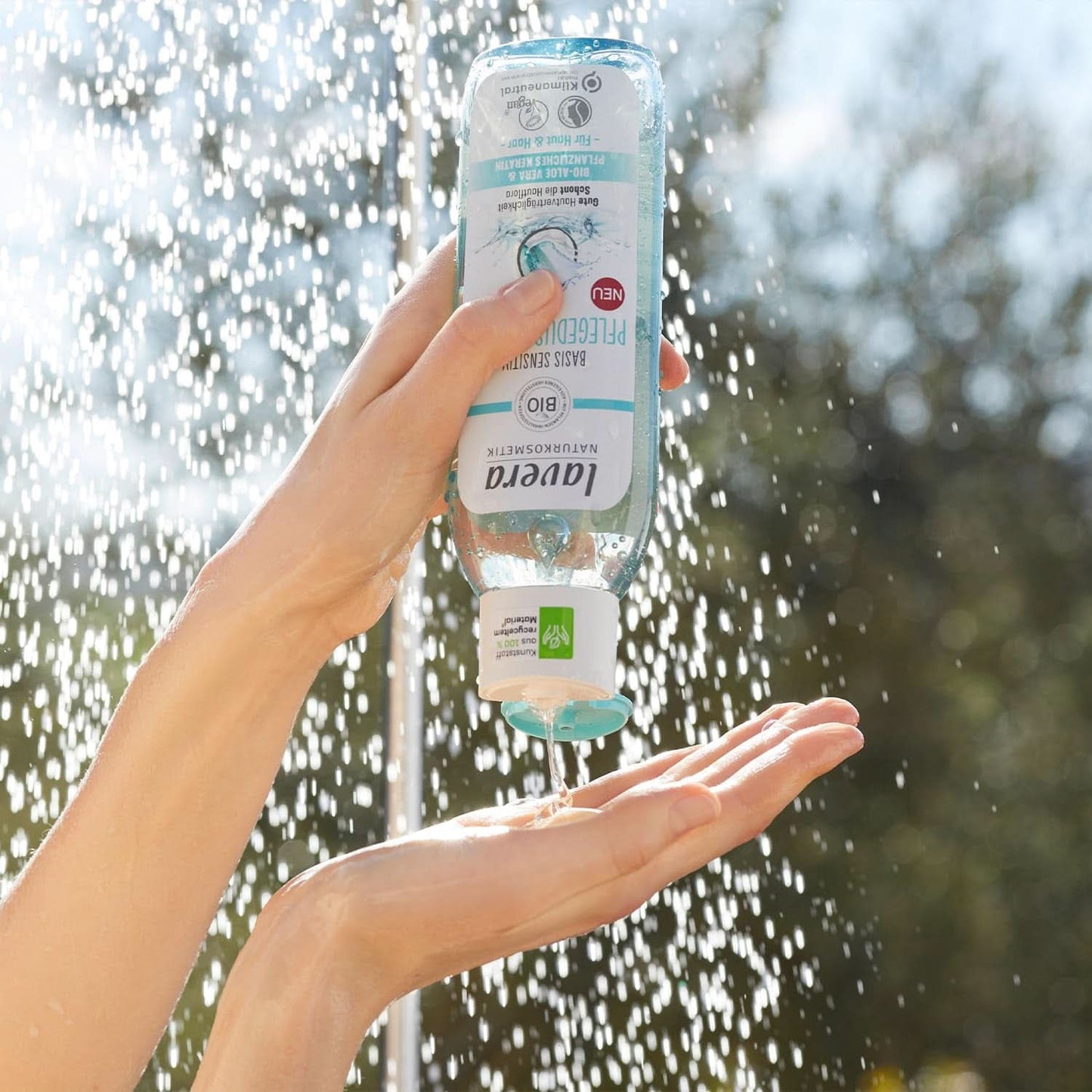 Lavera Care Basis Sensitiv 2 i 1, schampo och duschgel med ekologisk aloe vera och vegetabilisk keratin, 250 ml dusch och bad Naty Shop