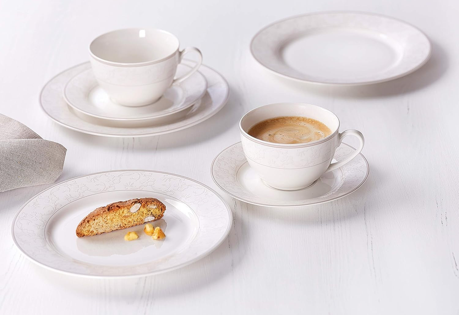 Ritzenhoff & Breker Isabella kaffeservering, 18 stycken, fint porslin, vit med ornament, 37 x 26 x 25 cm