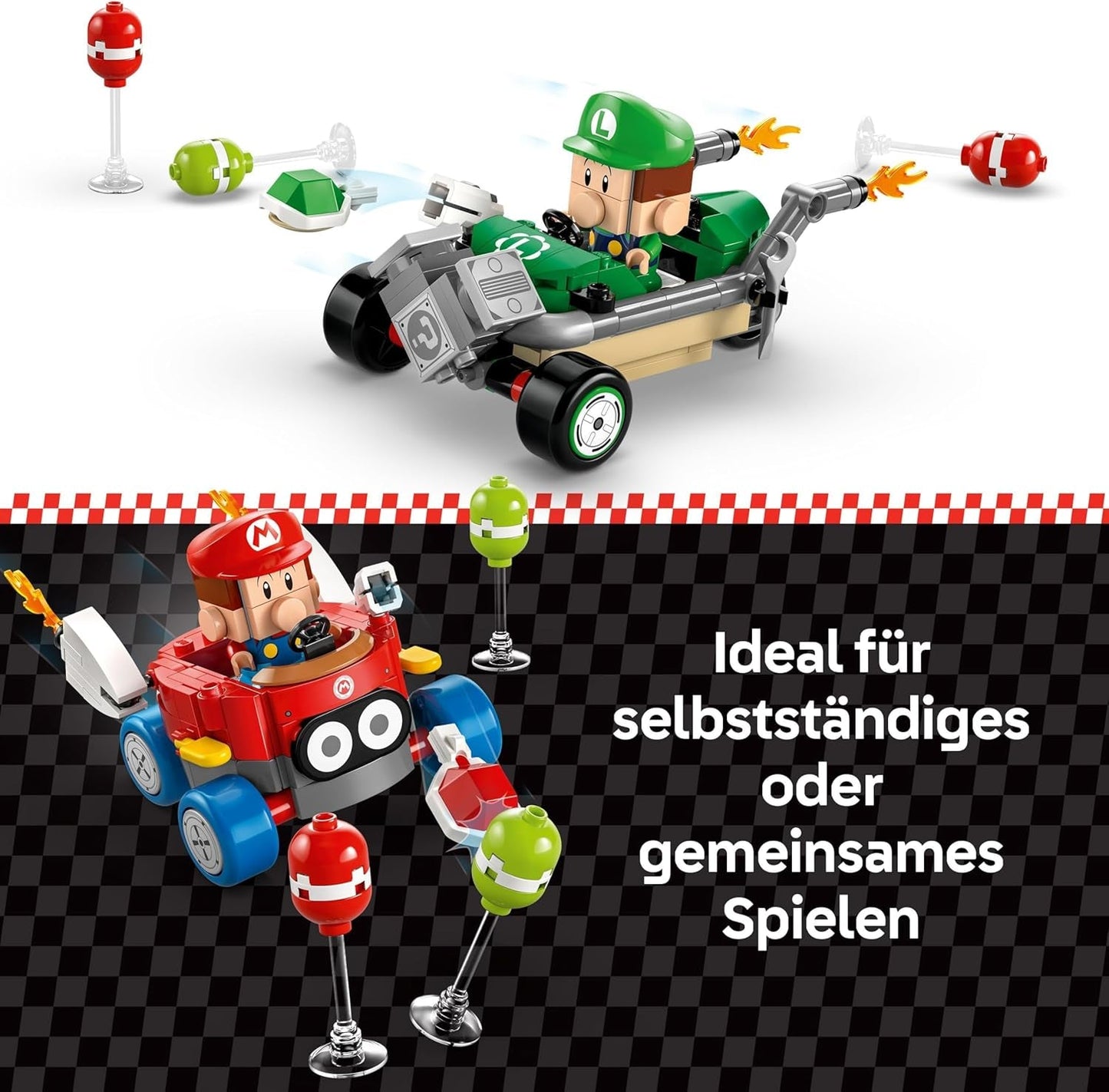 LEGO Mario Kart - Baby Mario vs. Baby Luigi Nintendo Samlarfigurer 2 Byggbara Speedmen-leksakspresent för pojkar, flickor och spelare från 8 år och uppåt Äventyrsleksak 72034 Byggset Besuche den LEGO-Store