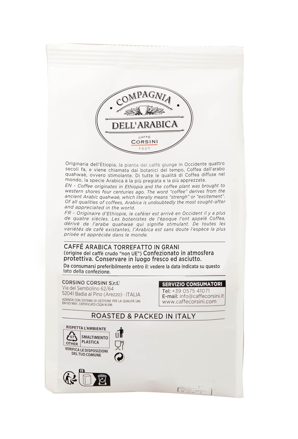 Caffè Corsini - Kaffeebohnen 3x250g Compagnia Dell'Arabica Set Guatemala/Äthiopien/El Salvador, Einzelner Ursprung, totalt 750g