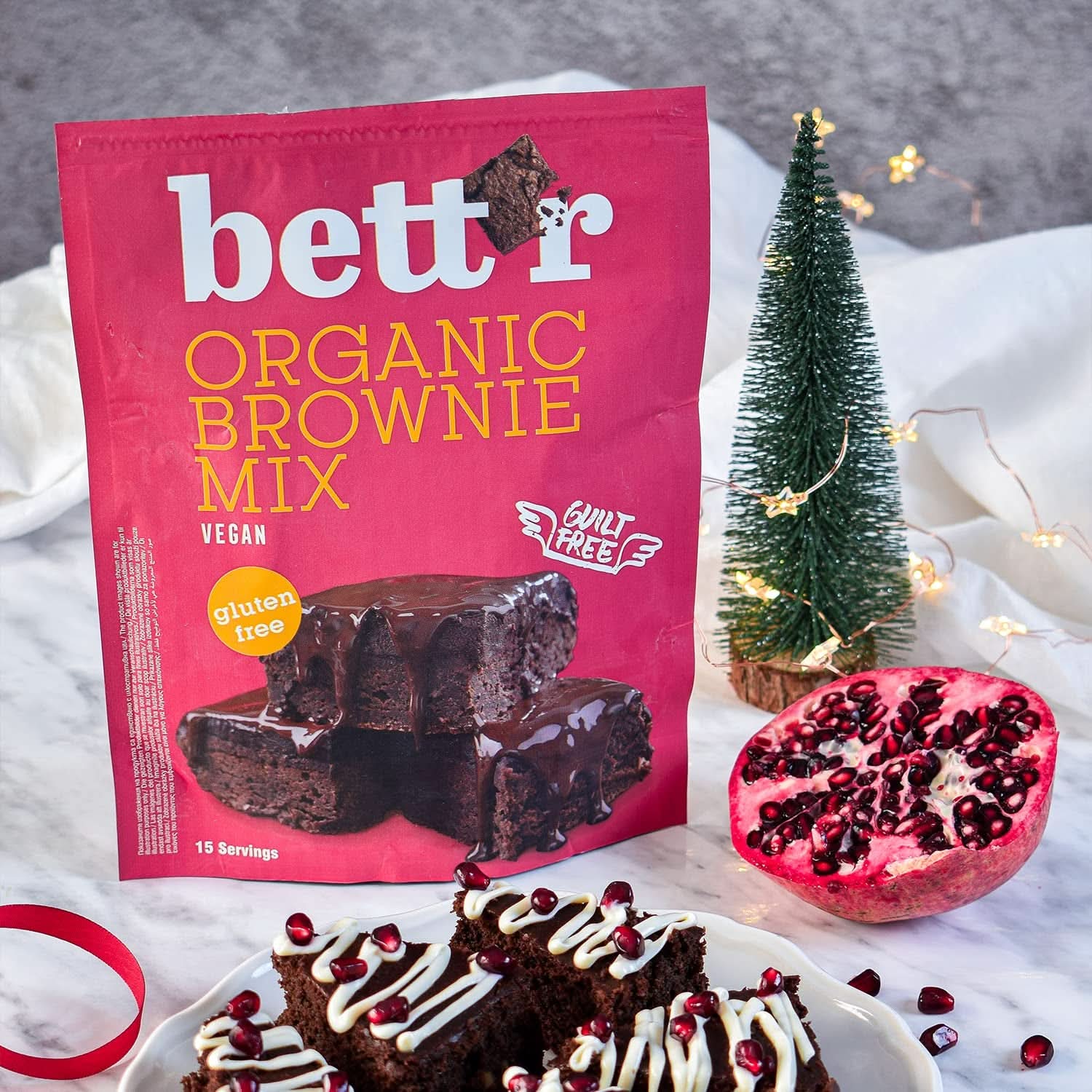 Bettr Organic Brownie Mix - Ekologiska, veganska och glutenfria brownies med rik kakaosmak, 6 x 400 gram Kitchen Naty Shop