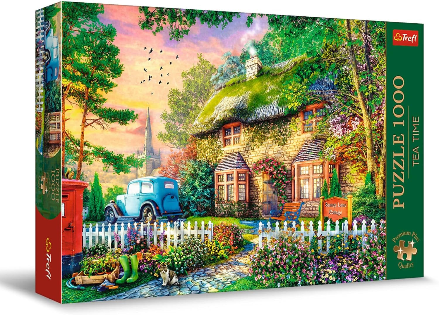 Trefl Premium plus Quality - Puzzle Tea Time: Houses Stoney Lane - 1000 bitar, Serie av nostalgiska målade bilder, Perfekt matchning av bitar, För vuxna och barn från 12 år Puzzle Naty Shop Standardtitel
