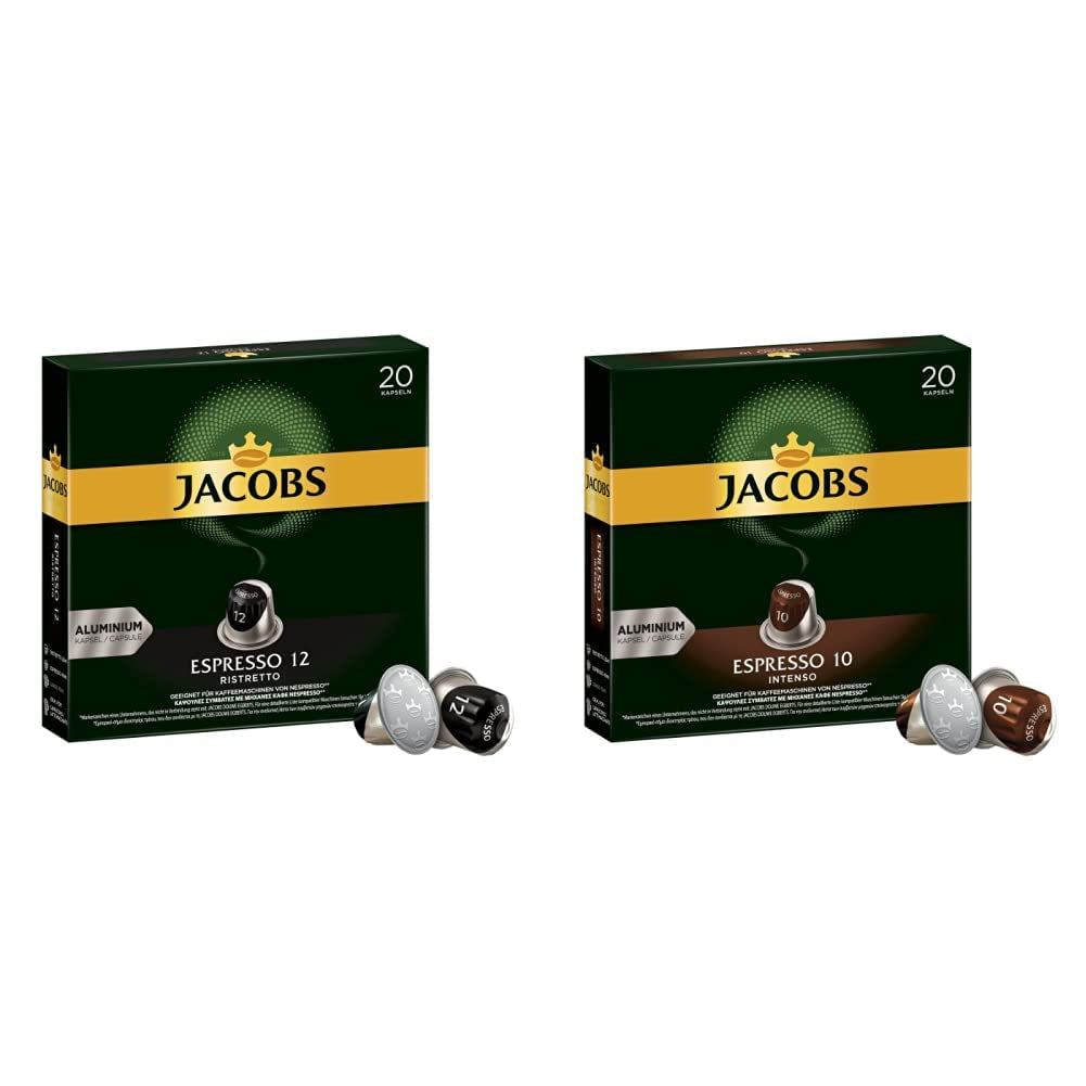 Kaffeekapseln Espresso Ristretto, Intensität 12 av 12, 10 x 20 Getränke & Kaffeekapseln Espresso Intenso, Intensität 10 av 12, 200 Nespresso®* kompatibel Kapseln, 10 x 20 Getränke