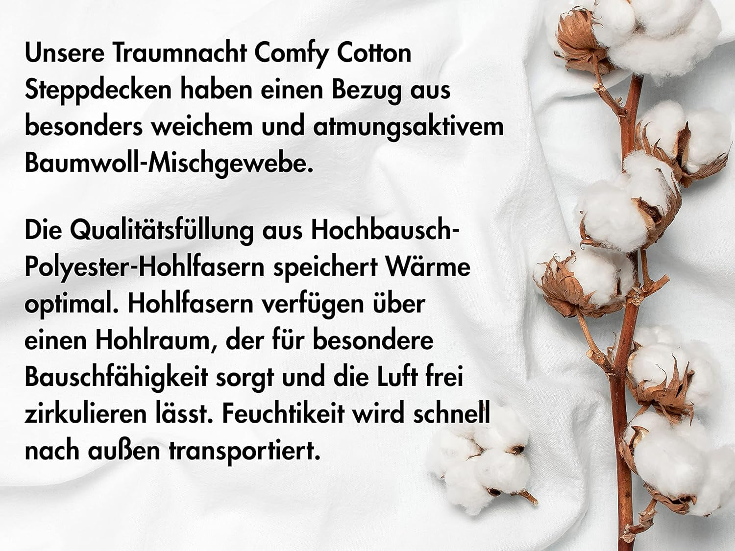 Traumnacht Comfy Cotton Mono Quilt All Seasons, Ideal Transitional Quilt med bomullsblandningsöverdrag, 135 X 200 cm, Tvättbar, Oeko-Tex Certified, Tillverkad enligt tysk kvalitet Standard Quilts and Quilts Naty Shop