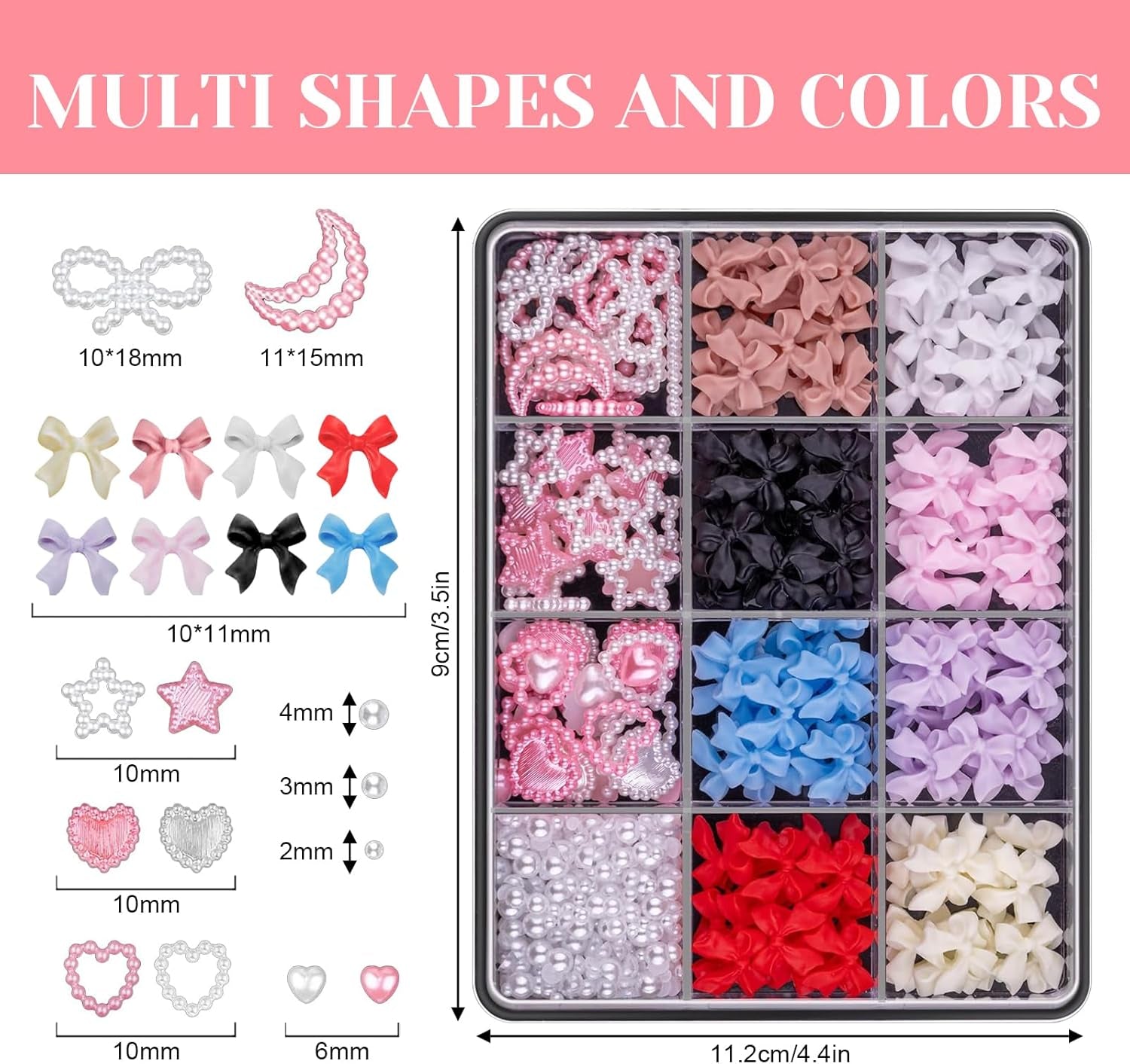 500 st 3D Nägel Charm Schleifen Charms Nägel Nail Art Charms Schleife Nagel Charms Nägel Nail Art Schleifen Nageldekorationen Mit Aufnahmewerkzeug Für Frauen Und Mädchen Nagel-Diy-Zubehör