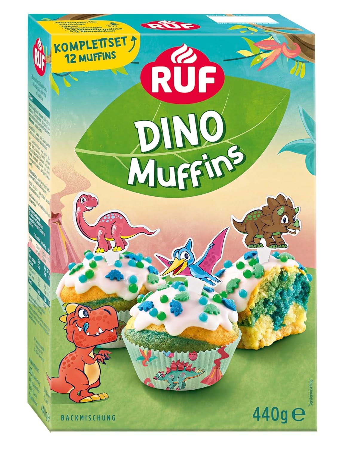 RUF Dinolino Cake, Trefärgad arktårta med citronsmak, 850 gram Sprinkles Naty Shop Dinomuffins