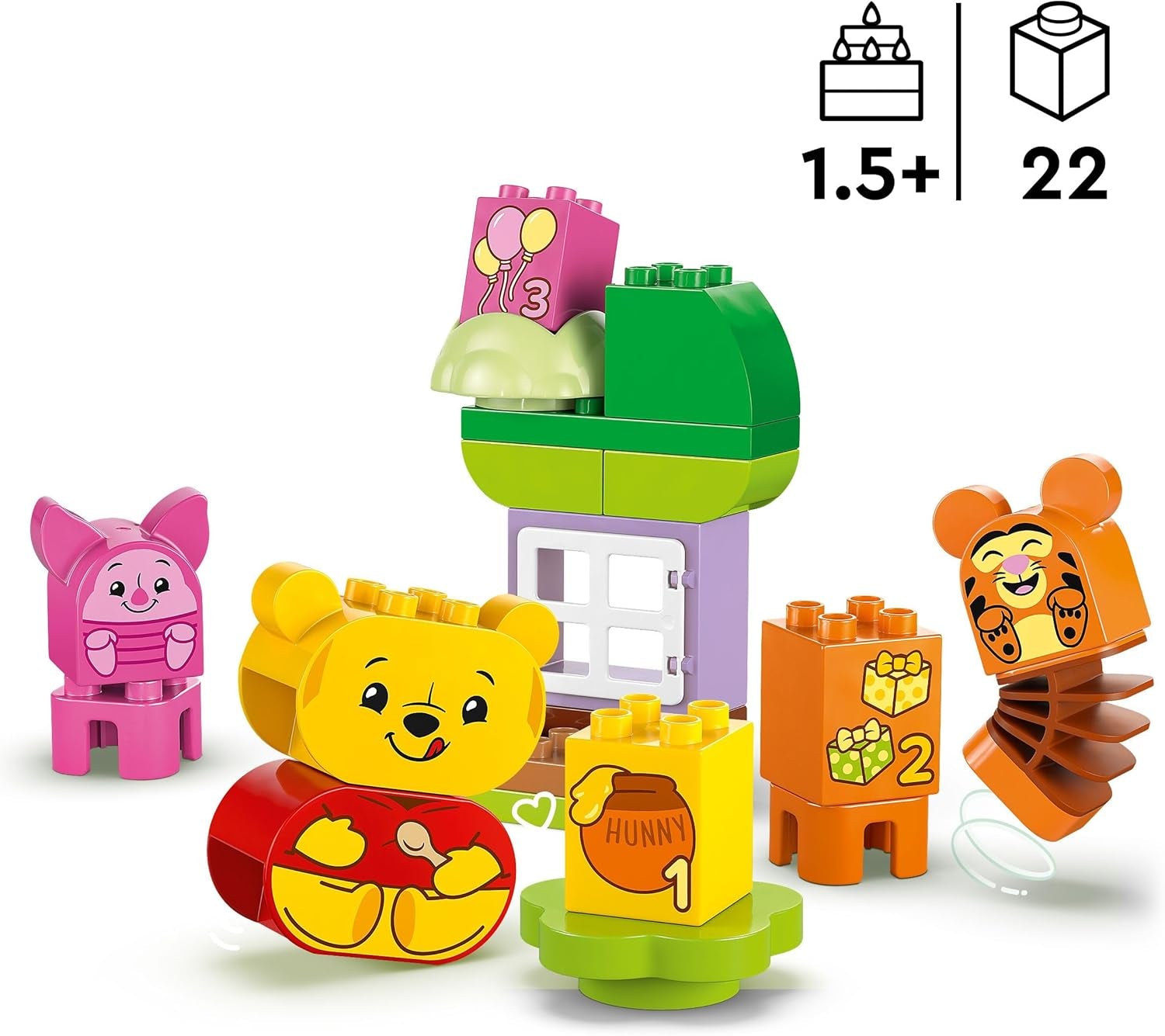 LEGO DUPLO - Disney Nalle Puhs födelsedagsfest - pedagogisk leksak för förskolebarn - set med 3 minifigurer inklusive Nalle Puh, Tiggen och Nasse - presentidé för pojkar och flickor från 1,5 år 10457 Beuche byggset i LEGO-Store