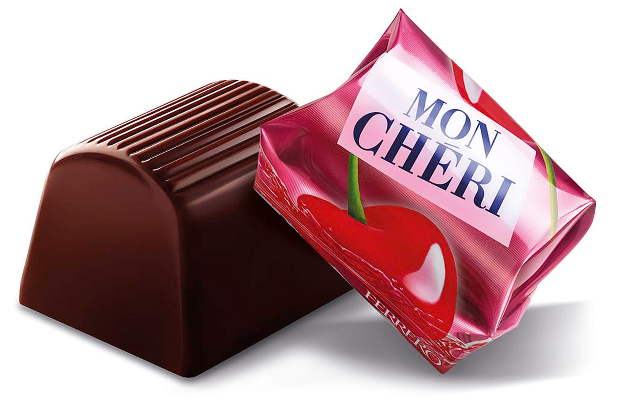 Ferrero Mon Chéri Heart - Alla hjärtans dag chokladpresent till honom och henne - knaprig choklad, fruktig likör och smaksatta körsbär - till alla hjärtans dag, mors dag och påsk - 1 förpackning 147g