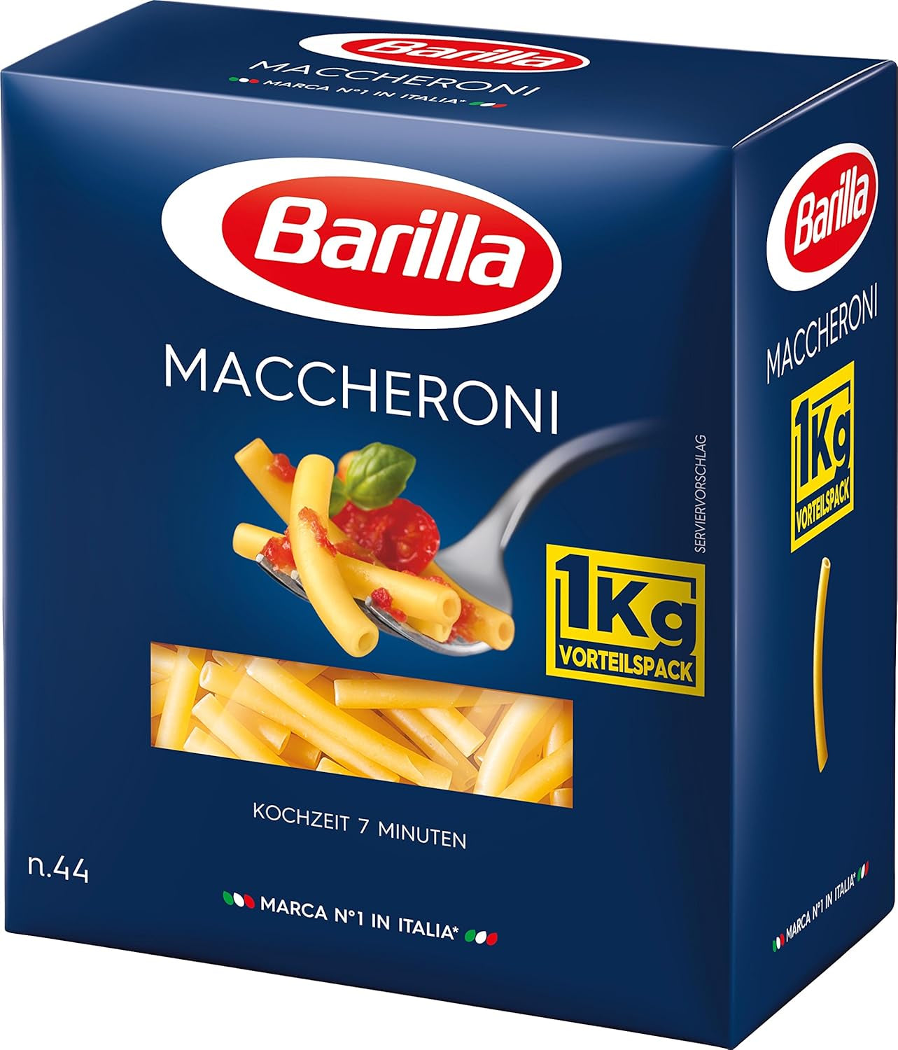 Barilla durumvete pasta Maccheroni n. 44 – Förpackning med 1 (1x1 kg)