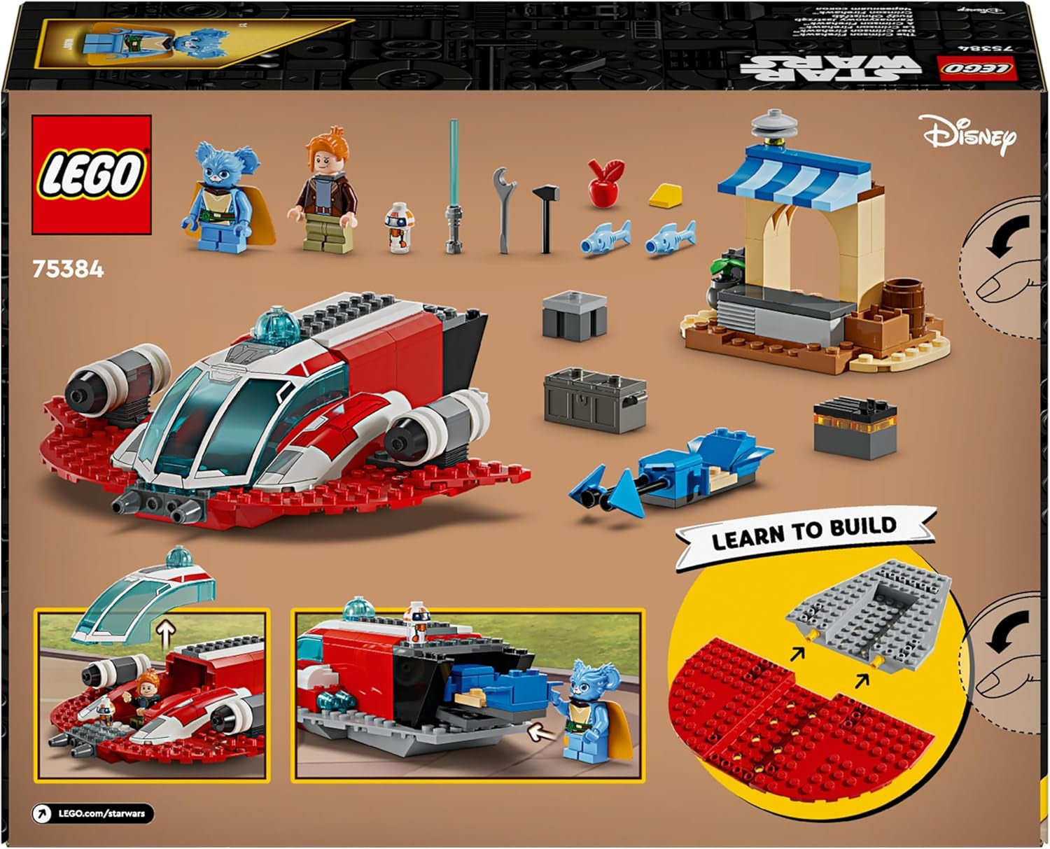 LEGO Star Wars: The Adventures of the Young Jedi Crimson Firehawk, startset för barn med byggbart rymdskepp, speedercykel och 3 figurer, present till pojkar och flickor 4 år gamla 75384 Byggset Besuche den LEGO-Store