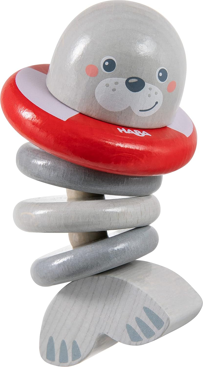 HABA 306691 - Skallerfigursätning, gripleksak från 6 månader, Tillverkad i Tyskland, grå Bebe Toys Naty Shop Standardtitel