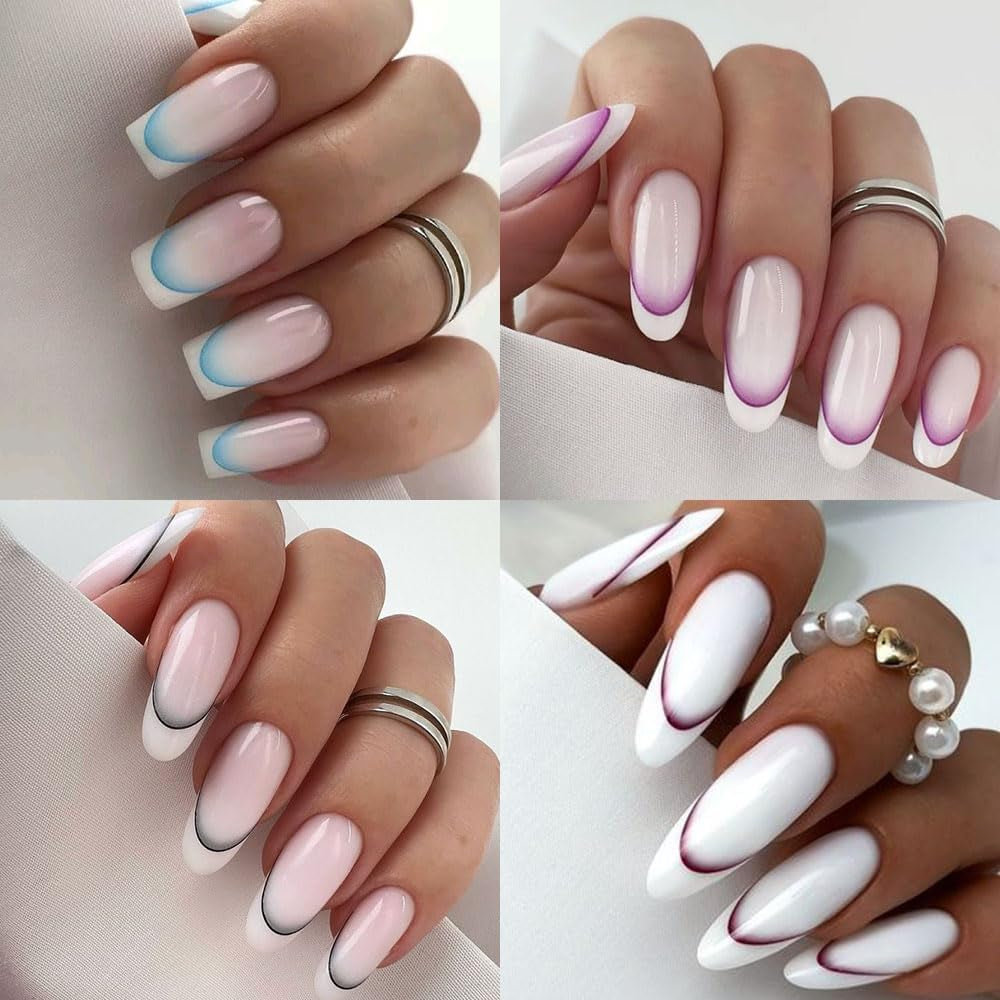 9 färger franska nagelklistermärken franska nagelklistermärken självhäftande nagelfolie franska naglar gradientklistermärken fransk spets nagelklistermärken nagelkonst nageldesign klistermärken nageltillbehör