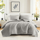 Comfort Spaces Kienna Quilt Set Luxury Double Stitch Sommarfilt Lättvikt Mjuk Helårssängkläder Matchande örngott Vit filt för king size-sängar (264,2 X 228,6 Cm) Naty Shop Täcken & täcken Grå King/Cal King(104"X90")