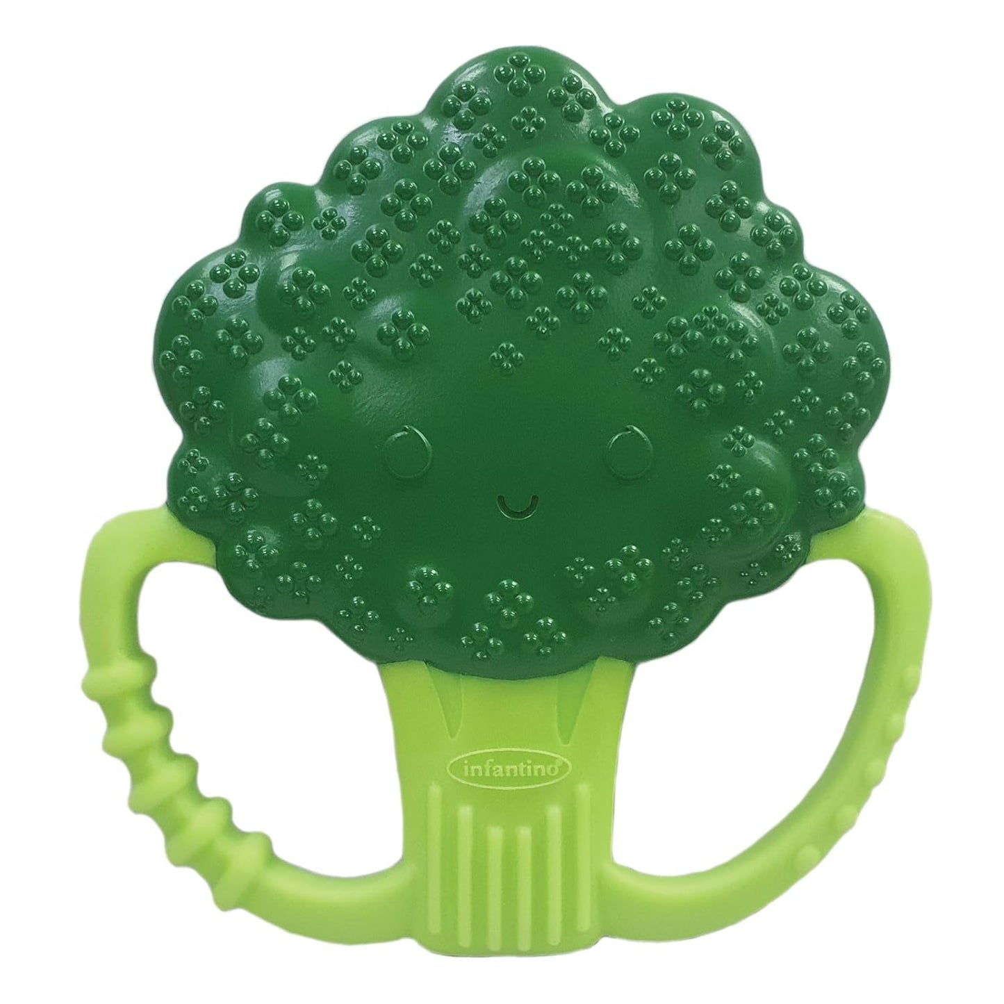 Infantino Lil' Nibbles, texturerad silikonbitring, BPA-fri babybitringleksak, mjuk, lätt att hålla, sensorisk stimulering för spädbarn, broccoli