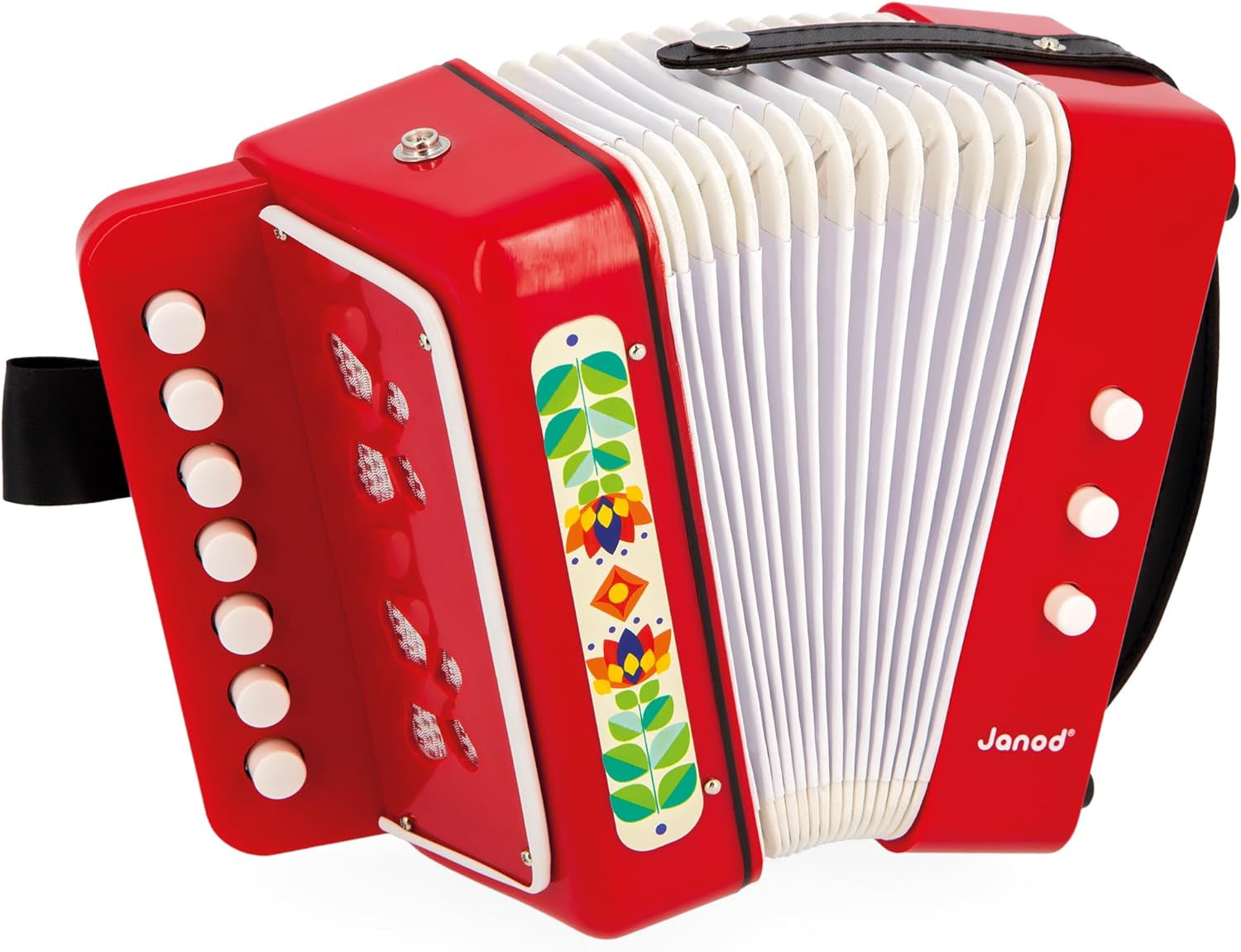 Janod - Dragspel Gioia - Musikinstrument för barn - Rollspel och tidig musikalisk utbildning - Med rem - Från 3 år, J07654 Jucarii Bebe Naty Shop