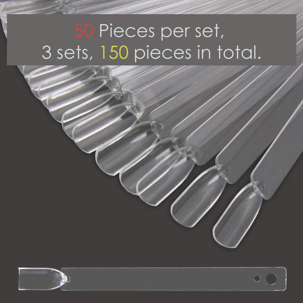 150 Stück Nail Art Tips Ring Stick, Transparent Farbe Karte Platten Nagelleck Display Ring Sticks, Nagel Salon Übungen Display Nagel tips