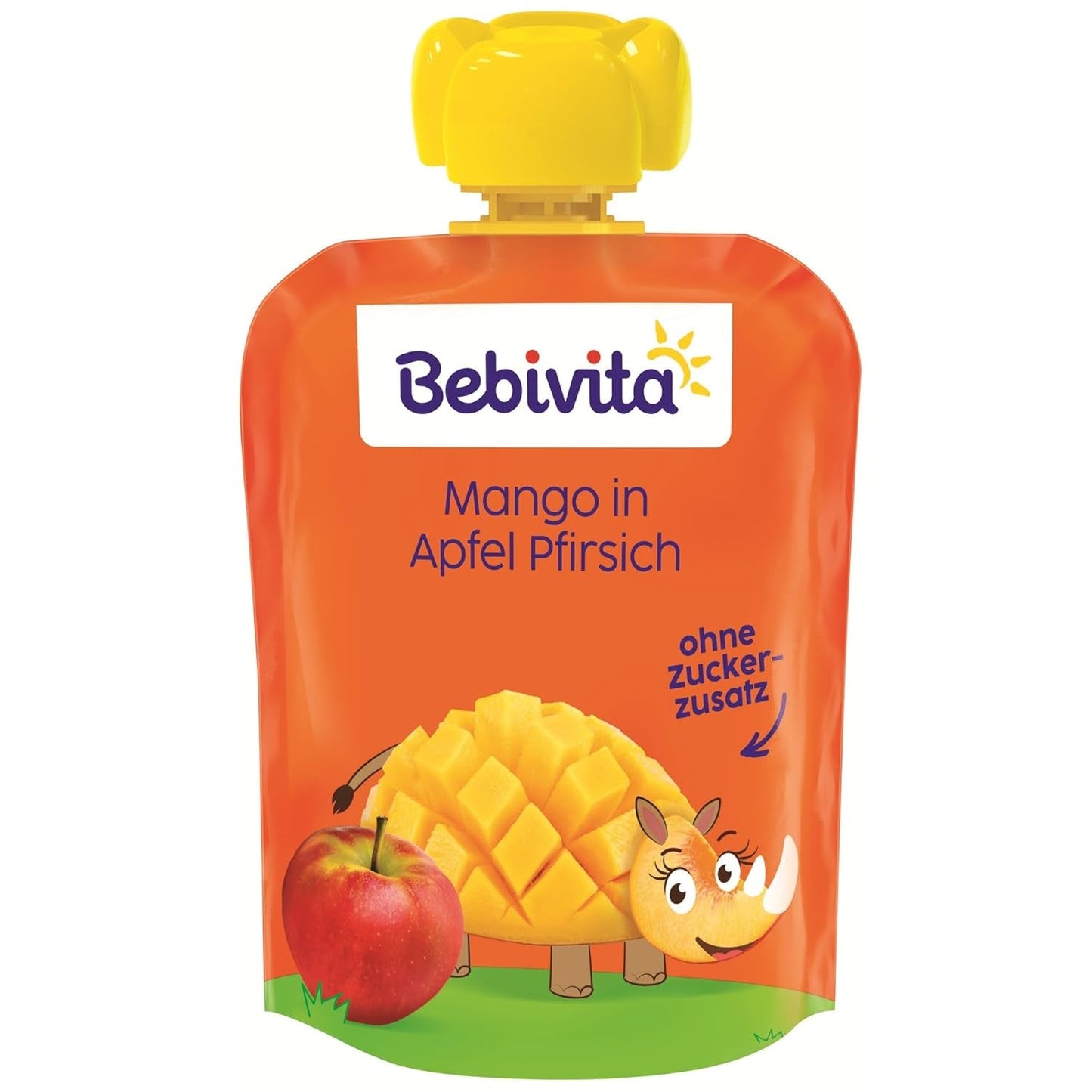 Mango Apple Peach pressbara påsar - 16-pack (4-pack, 4 x 90 g vardera), utan tillsatt socker, glutenfri, perfekt för mellanmål och på resande fot