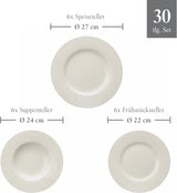 vivo - Villeroy & Boch Group - Basic White 30-delars servisset, diskmaskin och mikrovågsugn, Vitt servisset, Kaffeservis, Keramik, Tallrikar, Koppar, Premiumporslin