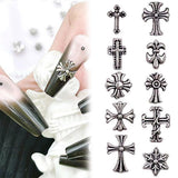 100 st 3D Cross Nail Key Chains, Cross Nail Key Chains, Chrome Nail Key Chains, Vintage Nail Accessories, DIY Nail Decorations, for Women and Girls, DIY Nail Decorations