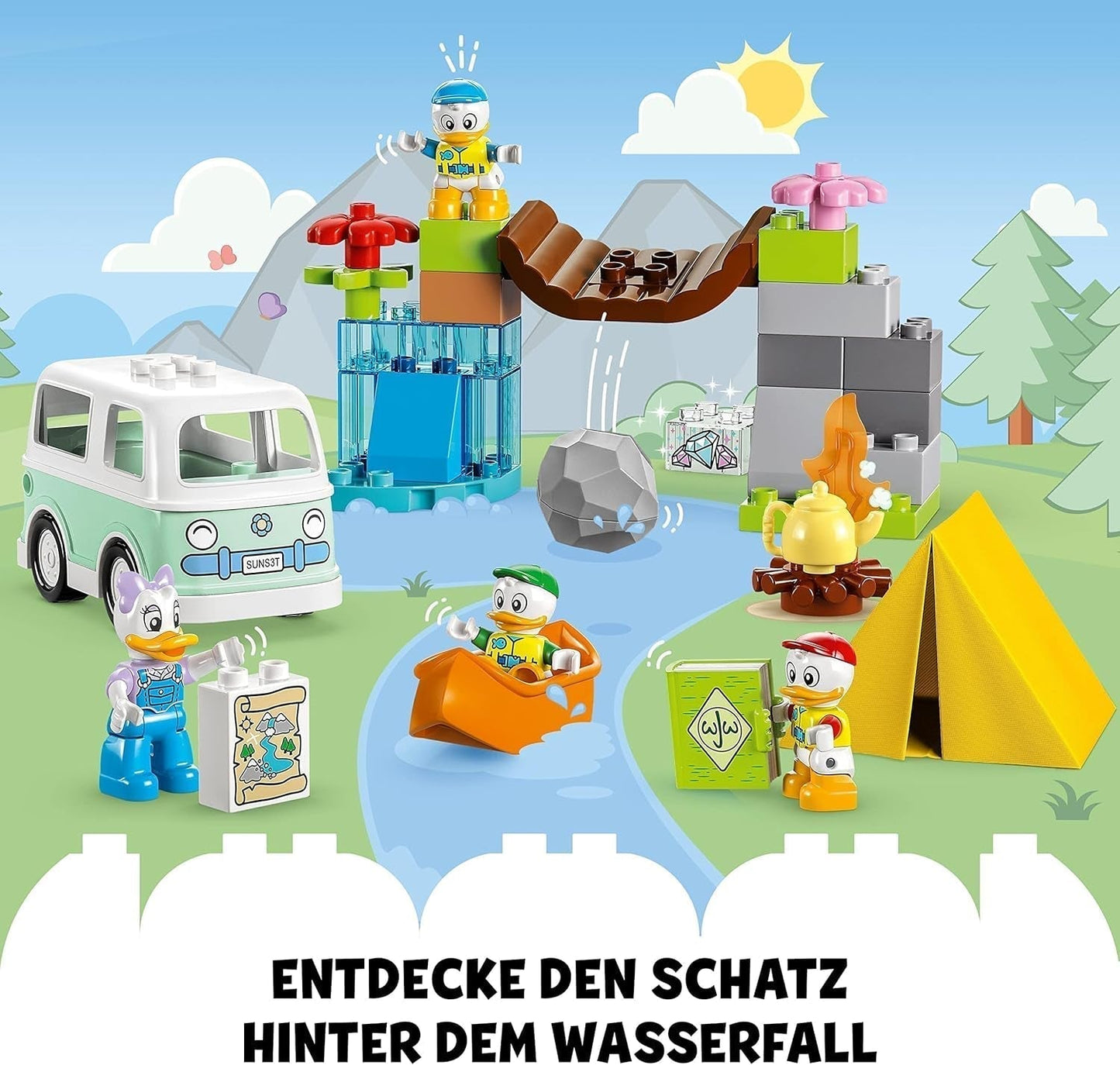LEGO 10997 DUPLO Disney Musse och vänner Camping Äventyrsset med husbil, kanot och prästkrage Anka Figur, Byggleksak Present för småbarn 2+ år, flickor och pojkar Byggset Besuche den LEGO-Store