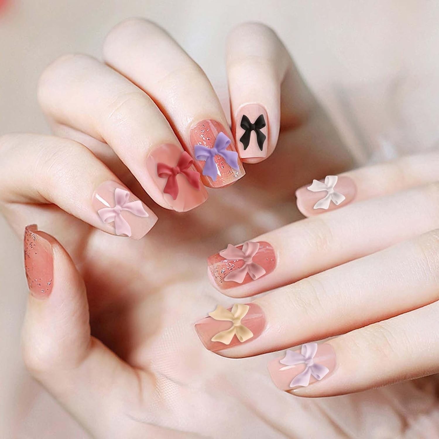 100 Stück 3D Nageldekorationsset Schleifen Nagelanhänger Nagelkunst Dekorationen Schleife Für Acrylnägel, Süße Kawaii-Schleifenanhänger, Hübsche Nagel-Schleifenanhänger-Dekoration