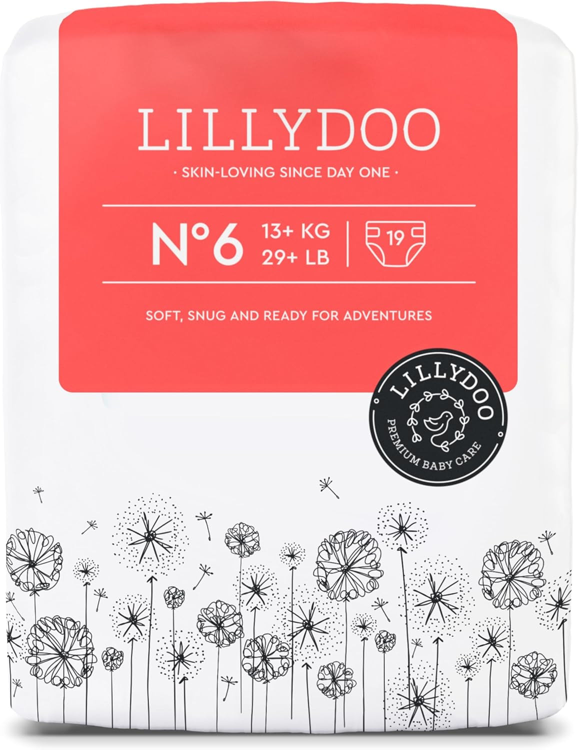 LILLYDOO Babyblöjor Hudvänliga - Storlek 3 (6-10 kg), 29 delar, tillförlitligt läckskydd, mjuk, parfymfri och lotionfri för känslig hud, dermatologiskt testad