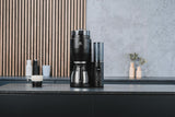 Melitta AromaFresh Therm Pro X - Espressomaskin med filter, integrerad kvarn, avtagbar vattentank, rostfri termokanna och timerfunktion, för upp till 8 koppar kaffe, svart/silver