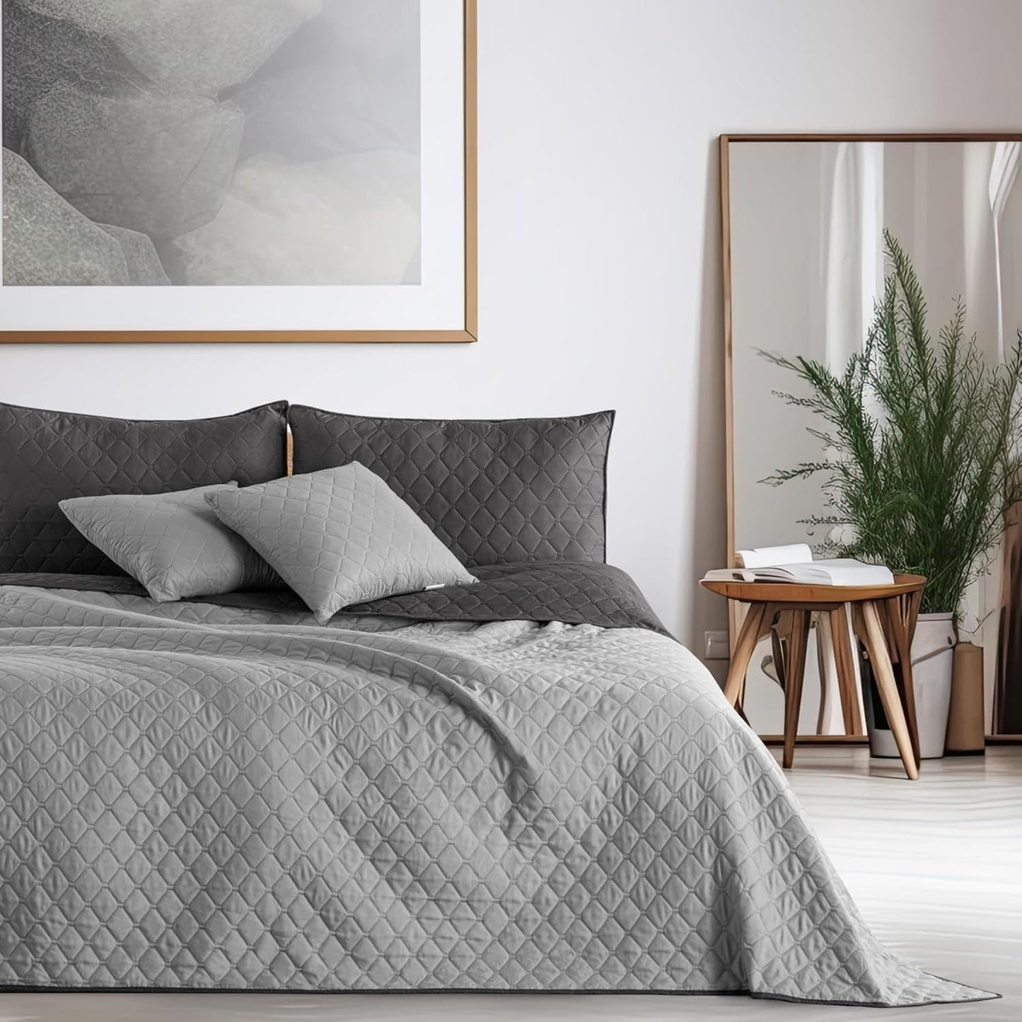 Avkoksöverkast 200 X 220 Cm Grafit Antracit Silvergrå Tvåsidigt överkast lättskött Axel Sängar och filtar Besuche den DecoKing-Store