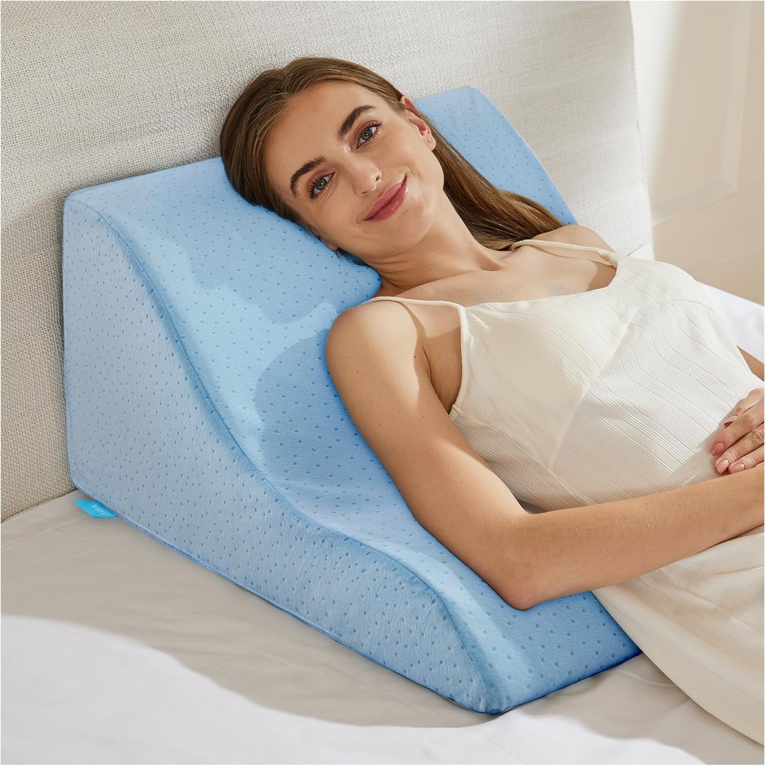 Läskudde för säng och soffa - Memory Foam fjäderkudde - Ergonomisk ryggkudde - Perfekt för att stödja ryggen medan du kopplar av, spelar, läser eller tittar på TV - Bred