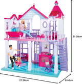 Simba 104661996 - Steffi Love Dreamhouse, stor lekstuga, 4 rum, INGEN DOCKOR, 84 cm hög, två våningar, funktionell klocka, hopfällbara dockskåp för Naty Shop