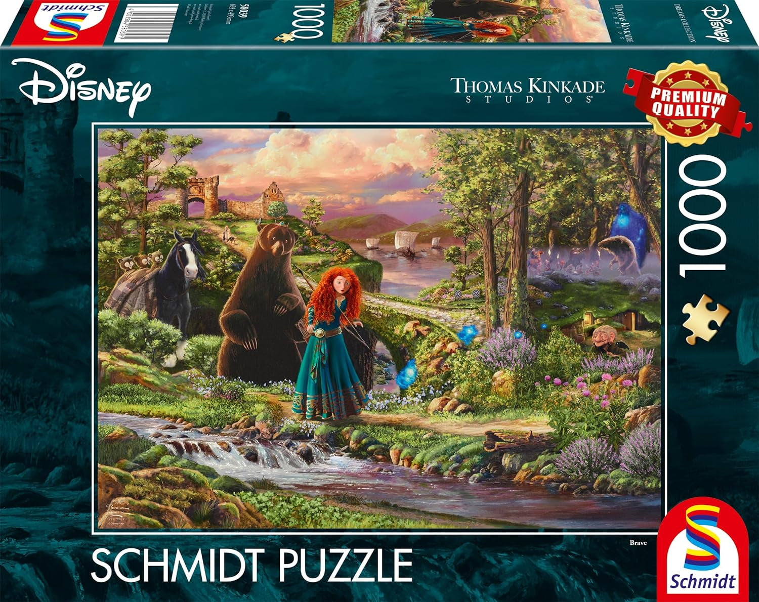 Schmidt Spiele 58039 Disney, Brave, Merida, Thomas Kinkade, pussel 1000 bitar, flerfärgat Pussel Naty Shop Standardtitel