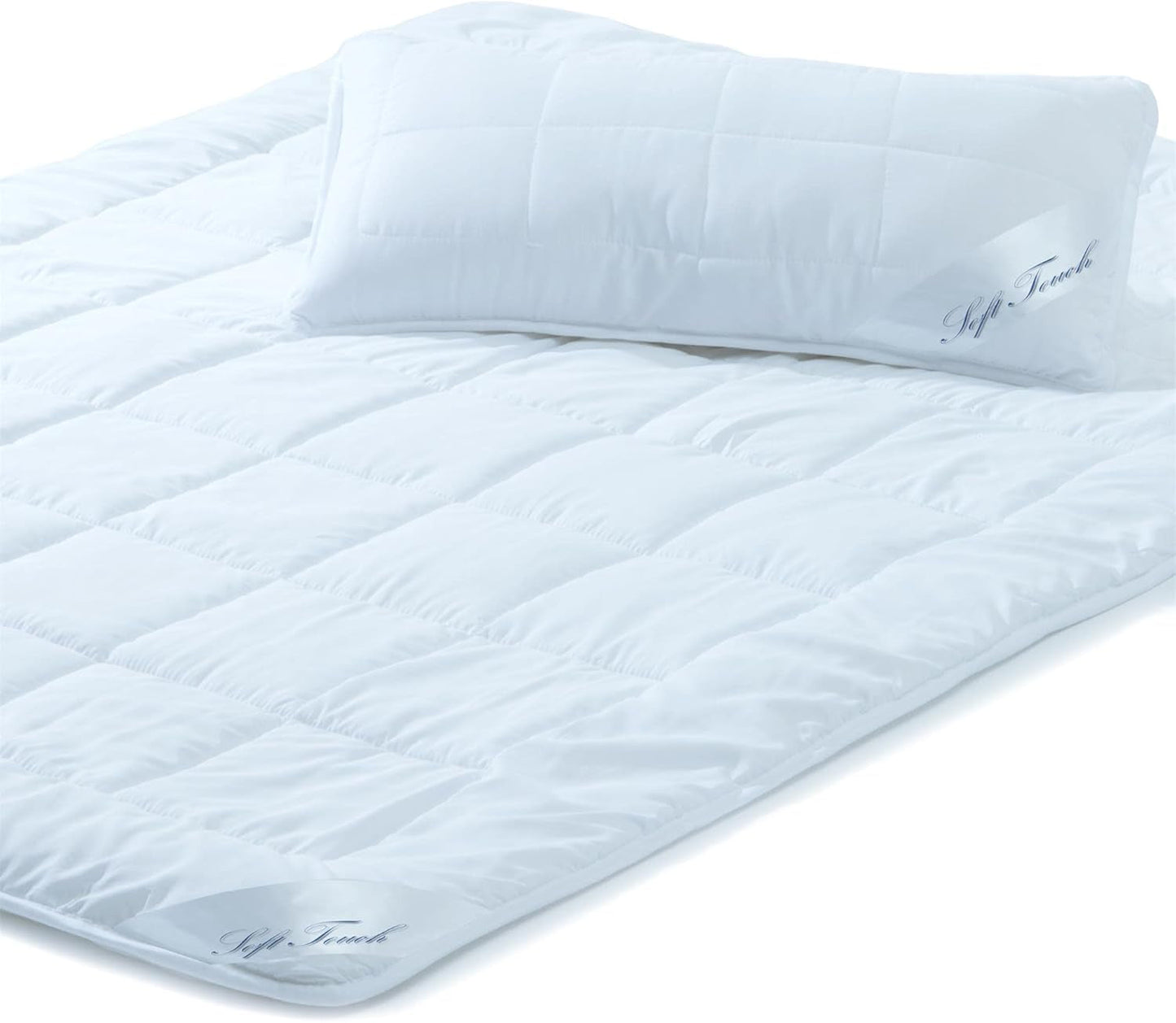 Aqua-Textil Soft Touch Set för barn Täcke 100 X 135 Cm 250G och 350G med kudde 40 X 60 Cm 150G Täcke 4 säsonger Klimatkontroll Oeko-Tex Täcken och täcken Naty Shop 155X220 Cm + 1X Cm 40X året runt