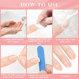 360 stycken franska konstgjorda naglar Medium rektangel falska naglar med falska nagelfilar Naturliga tips DIY Press On för damer och kvinnor