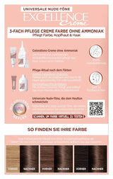L'Oréal Paris Permanent hårfärgning för varje hudton, färgning utan ammoniak, universella nakentoner med full täckning av grått hår, Excellence Creme, nr. 5U ljus kastanj (brun), 1 st Naty Shop hårfärgningsmedel