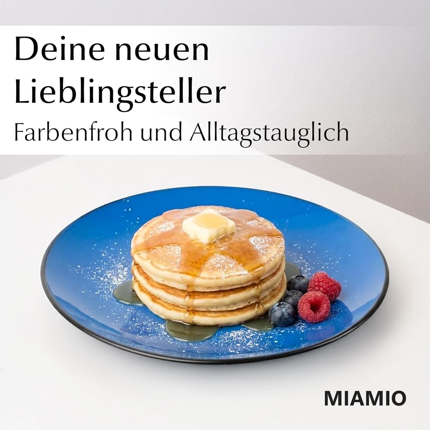 MIAMIO - Set med 6 keramiska tallrikar/mattallrikar i stengods - Le Papillon Collection (färgglada, små tallrikar (6x))
