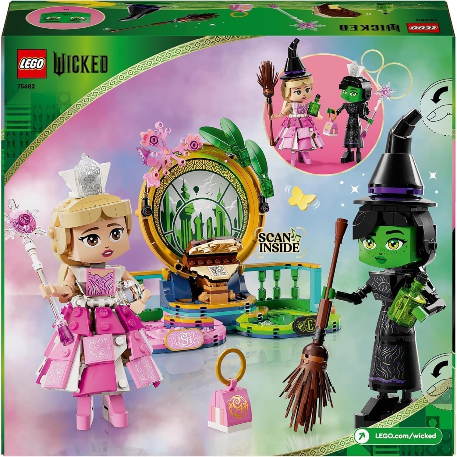 LEGO Wicked Elphaba och Glinda dockor - häxor från Oz samlarfigur leksak - kreativ present till flickor över 10 och fans av filmen - 75682 Byggset Besuche den LEGO-Store