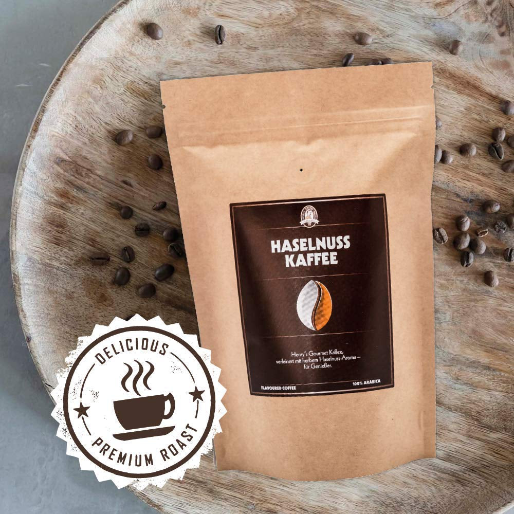 Henry's hasselnötskaffe 1000g - Raffinerat gourmetkaffe med de finaste smakerna - hantverksrostat - förstklassiga kaffebönor