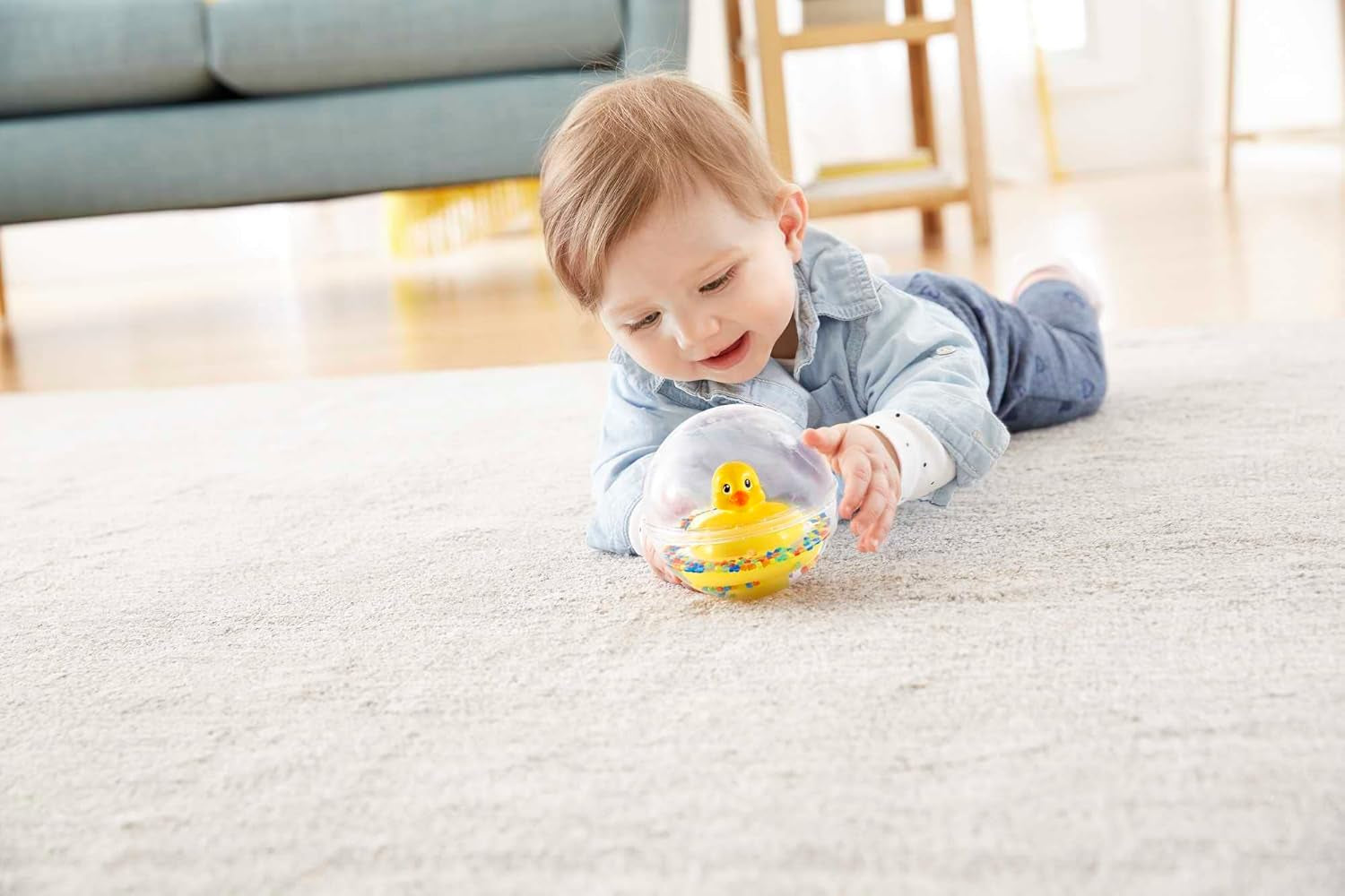 Fisher-Price WaterMates Ducky Ball, rolig anka i konfettiboll, babyleksak, lekboll, badleksak, från 3 månader, 75676 Babyleksaker Naty Shop
