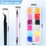Harz Strasssteine ​​4200Pcs Strass Kristalle 1Mm-5Mm Gemischte Kinder Bastelsachen Kit Mit Strass Mit Picking Pinzette Und Stift Für DIY Nägel Kleidung Kunsthandwerk Gemischt Becher Party (A)