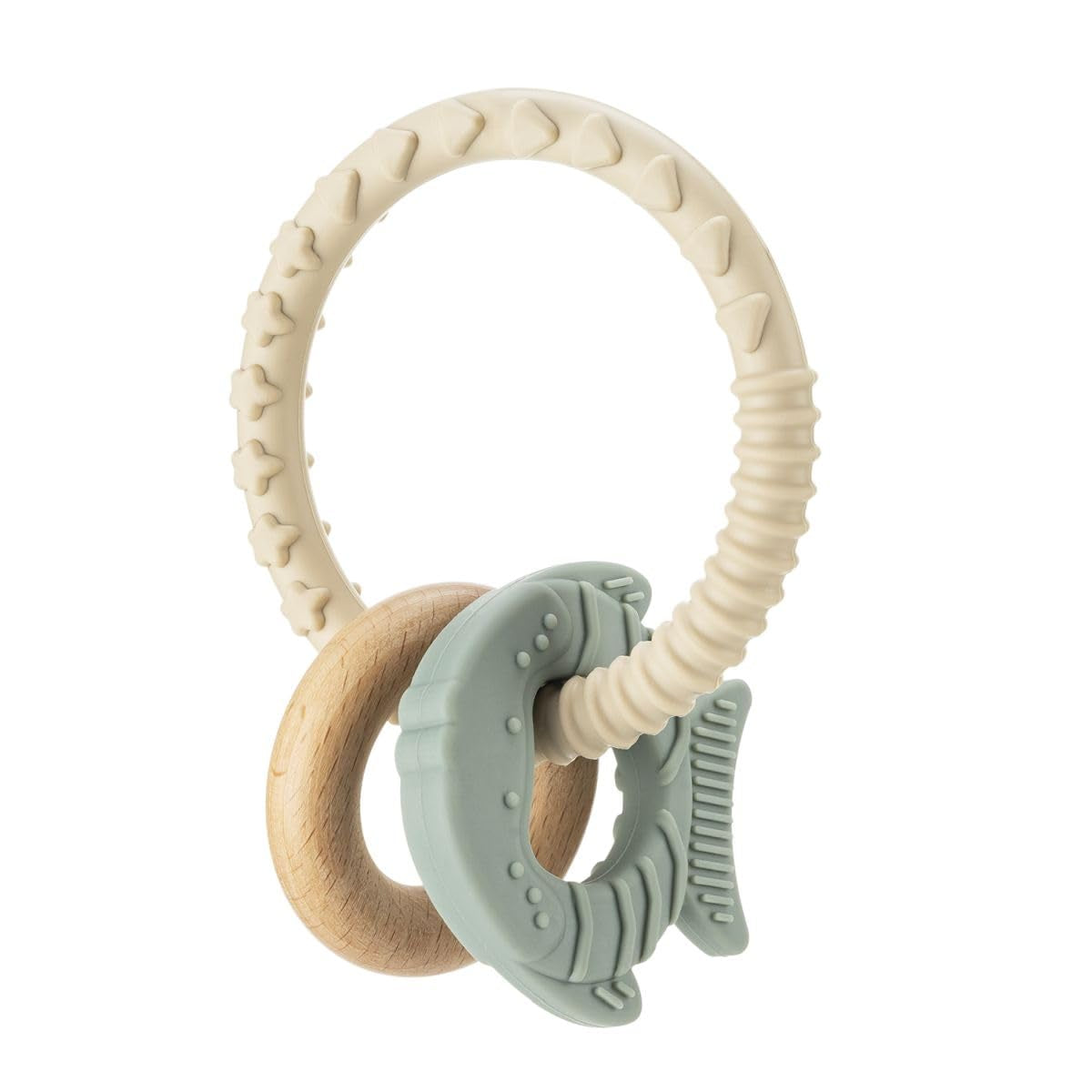 reer BiteDuo | Baby Silicone Wood Teether | Tandsjukdomar | Motoriserad leksak