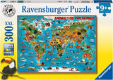 Ravensburger Pussel för barn - 13257 Djur runt om i världen - Världskartpussel för barn från 9 år, med 300 bitar i Xxl-format Pussel Naty Shop Standardtitel