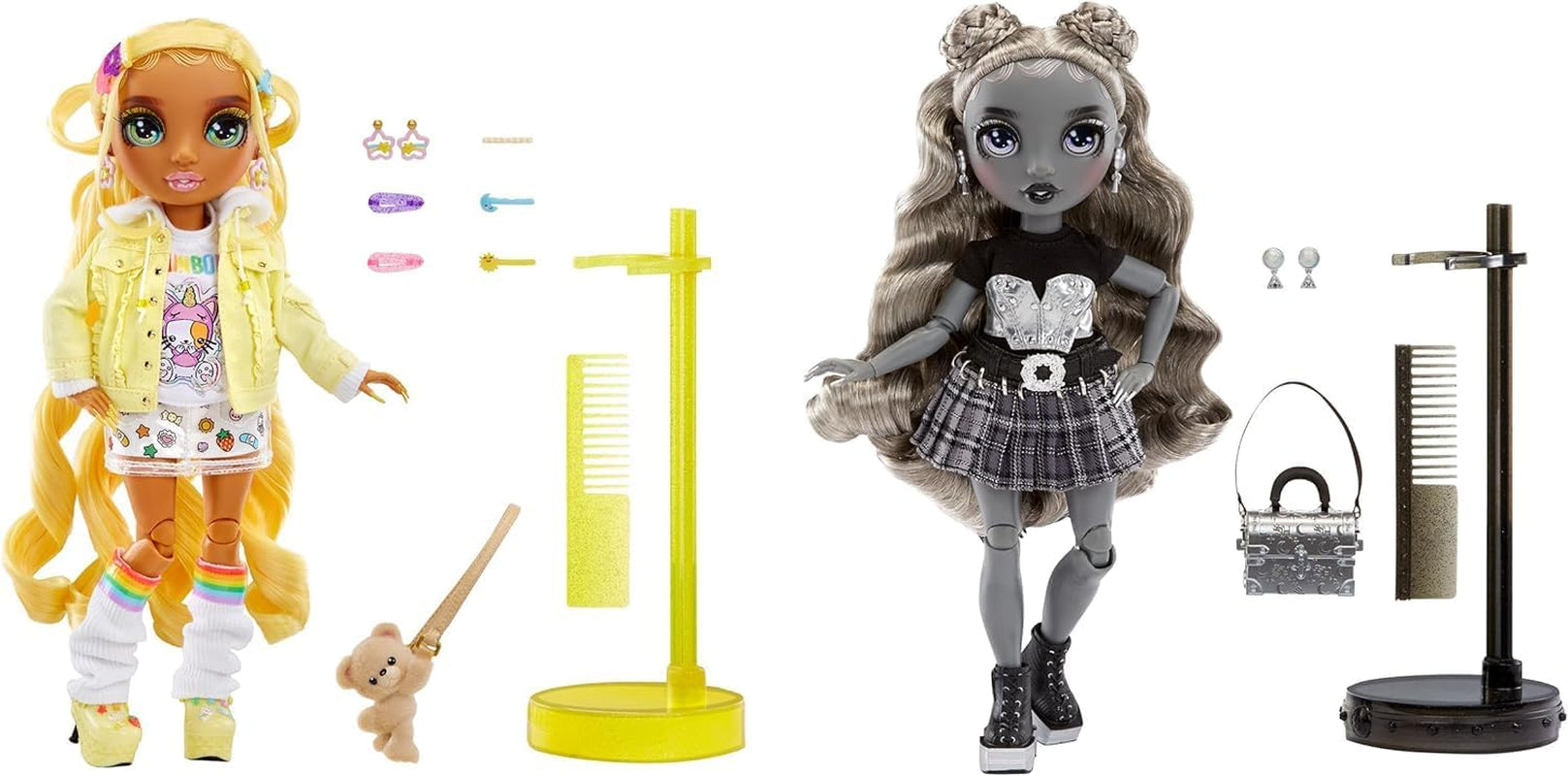 Special Edition Rainbow High Shadow High - Madison Twins Sunny och Luna - 2 modedockor i gult och grått designerkläder, mixa och matcha med tillbehör - för samlare och barn 4-12 år