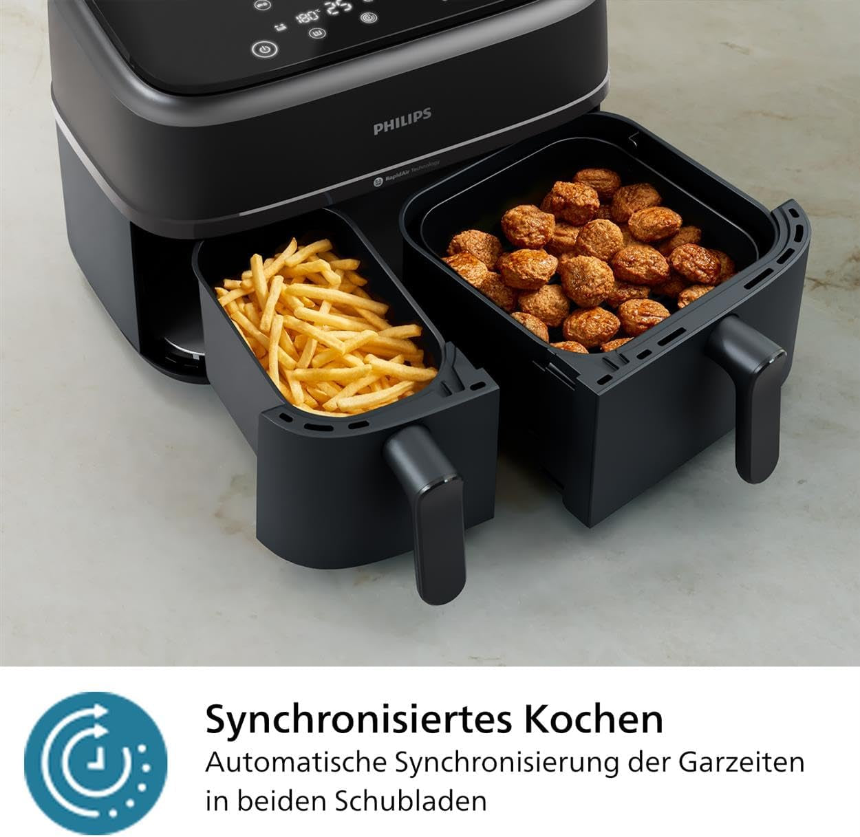 Philips Airfryer Dual Basket 3000-serien, 9L, 2 korgar, 2 diskar klara samtidigt, Rapidair-teknik plus varmluft Vitvaror Naty Shop