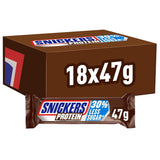 Snickers proteinbars med choklad - rik smak med hasselnötskaramell och nougat, bulkförpackning 18x47g
