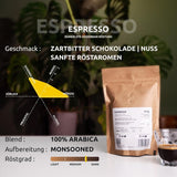 ESPRESSO | Kaffebönor 500g - 100% Arabica | Nyrostad för att göra espresso | Hela kaffebönor | Klassisk kaffesmak