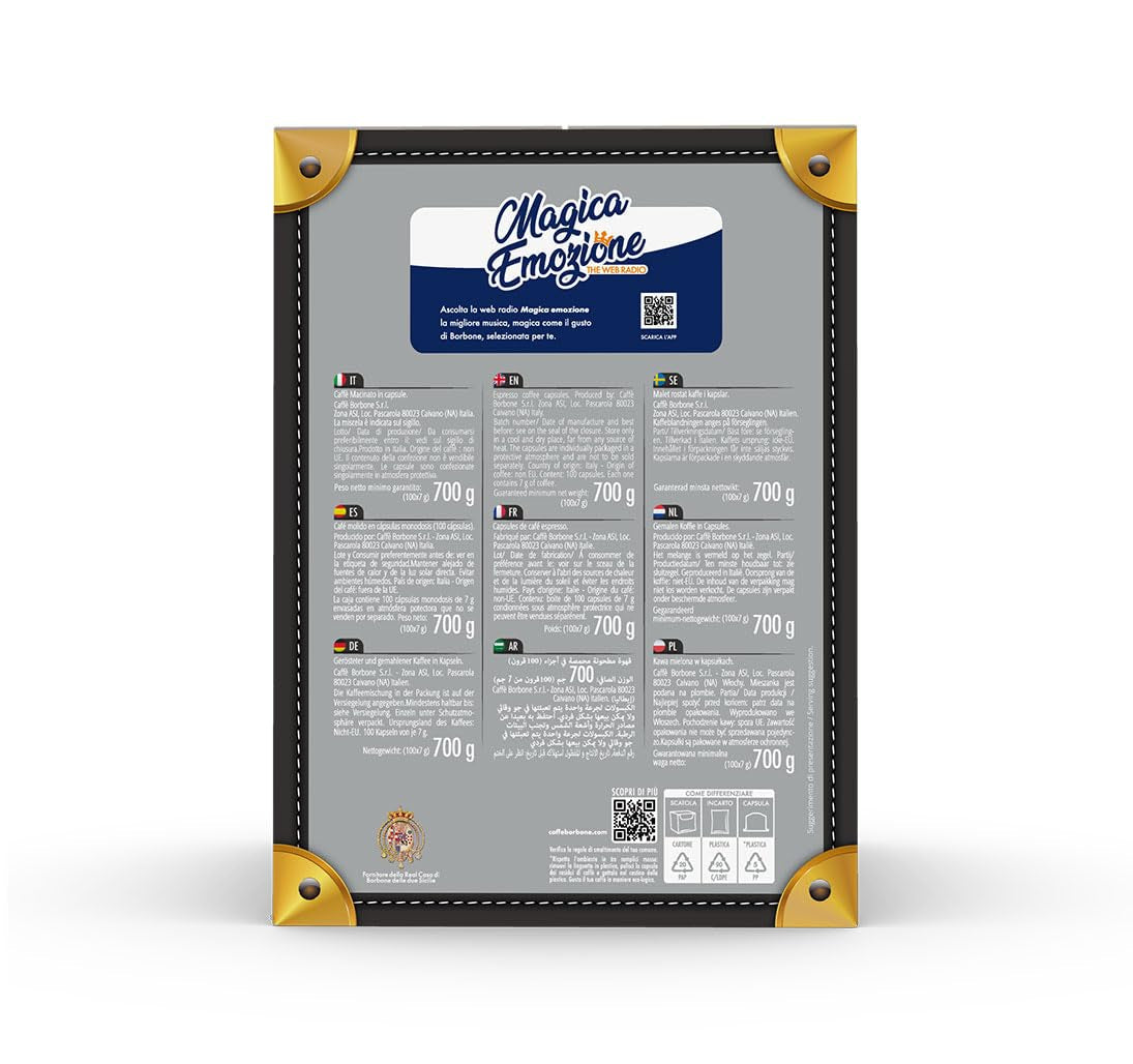 Caffè Borbone Blue Kaffeemischung - 100 Kapseln - Kompatibel med Kaffeemaschinen der Marke Lavazza®* Espresso Point®*