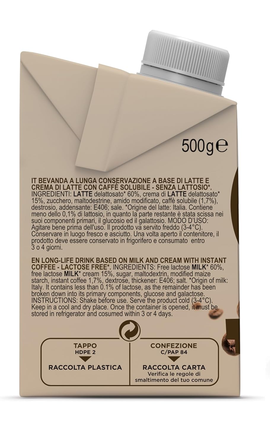 Gimoka Caffe Latte Cream Laktosfri Glutenfri Inga konserveringsmedel
